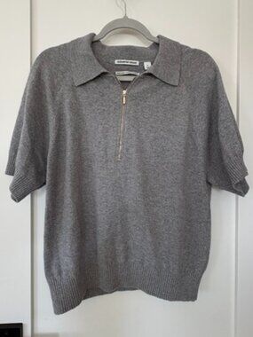Country Road Cashmere Cotton Short Sleeve Quarter Zip Polo Sweater XL
